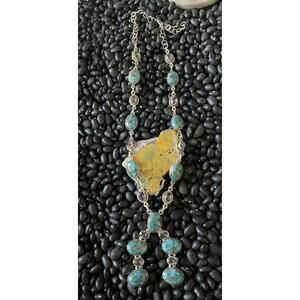 Native American Sw Sterling Turquoise Naja Horseshoe Necklace Mystic Topaz